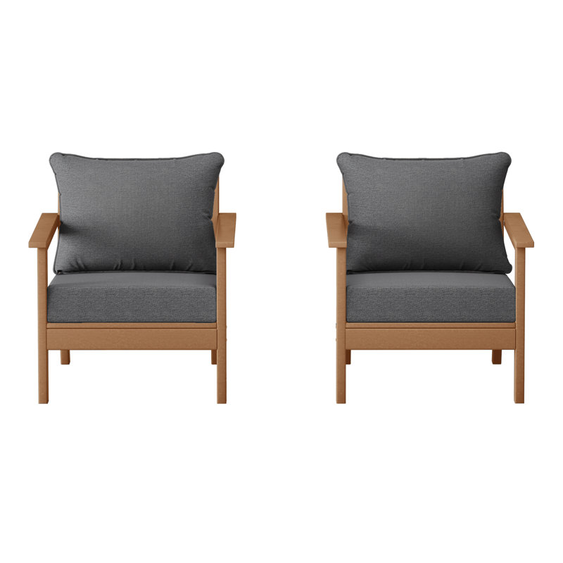 Chaise profonde avec coussins (ensemble de 2), Gris, Teck
