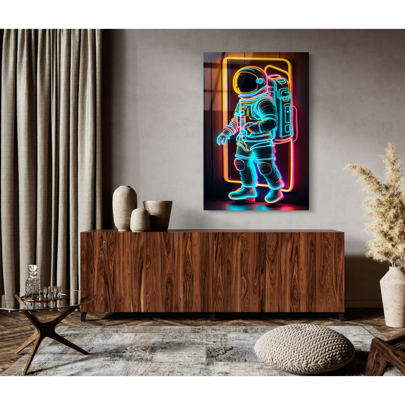 Astronaute Neon Light - impression sans cadre, H 36 po x l 24 po x P 1 po