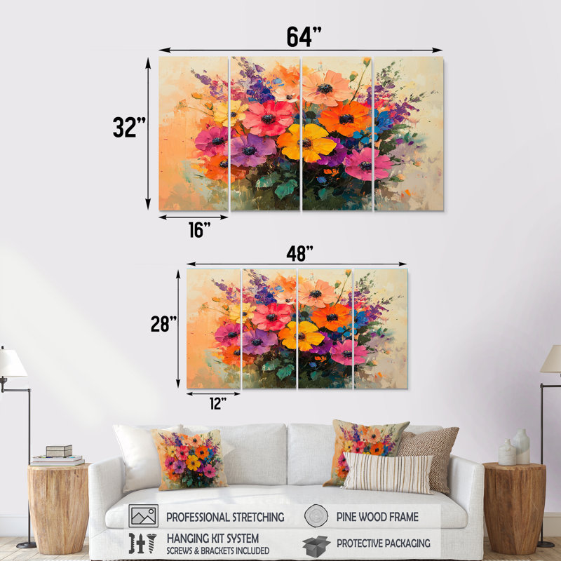 Heurich - coquelicots - art mural traditionnel, 4, H 28 po x l 48 po