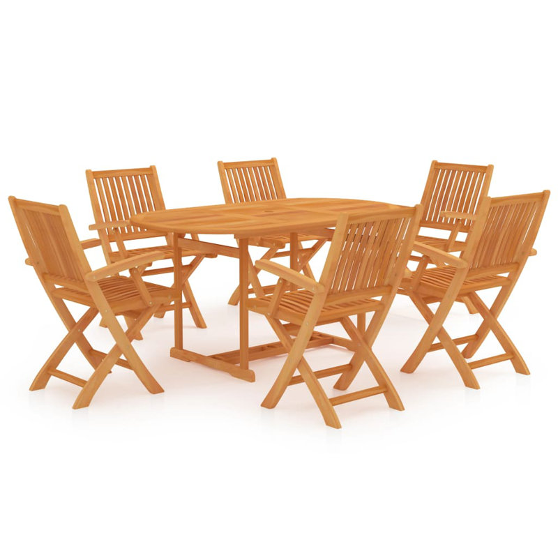 Parikh 6 - Person Patio Dining Set Umbrella Hole Included Oval Table