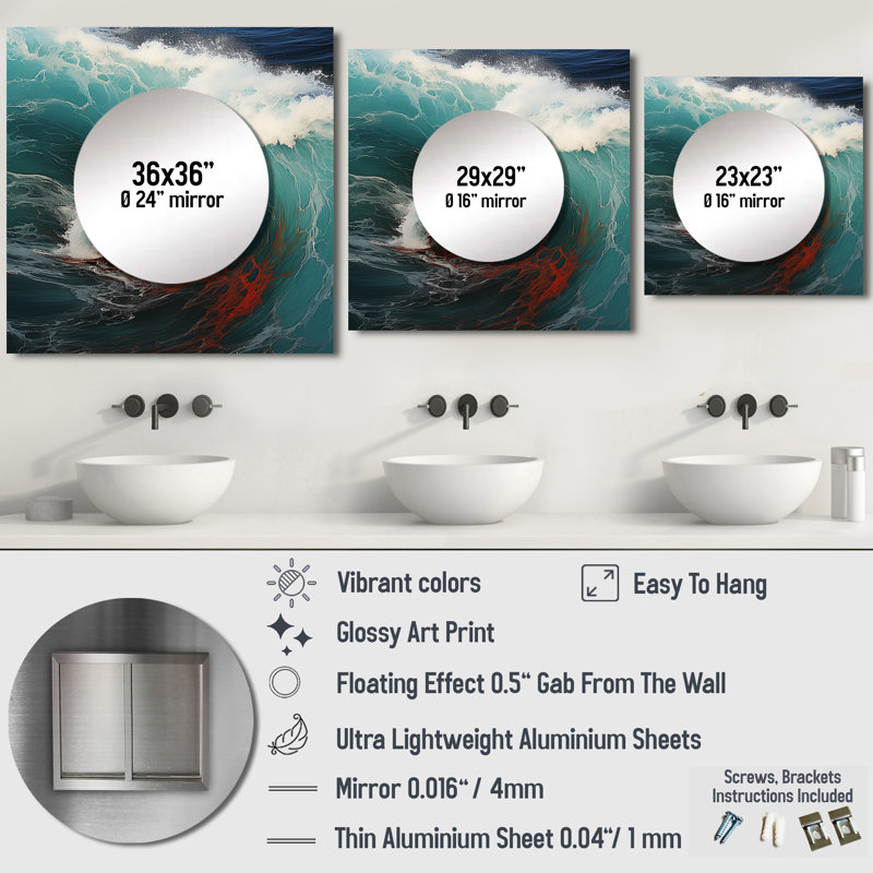 Jackhenry - art mural miroir carré pour salle de bain, 23 po x 23 po