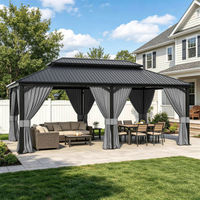 Pavillon de jardin en acier 12 po x 20 po avec moustiquaire et toit ventilé