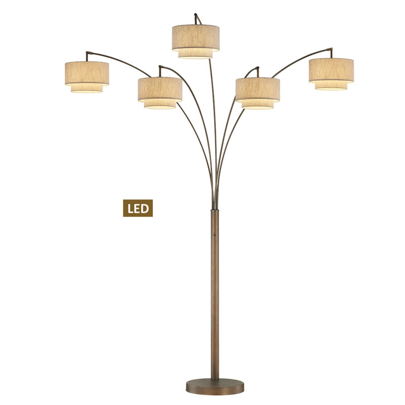  Lampe sur pied à branches 81 ", Bronze antique, Brun clair