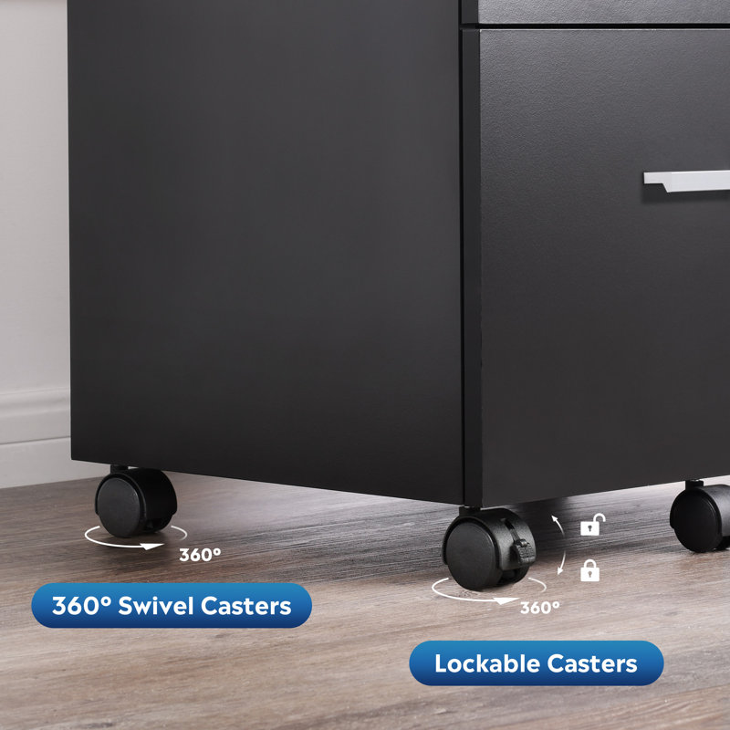 Stroup 41 cm W 3 -Drawer Filing Cabinet, Black