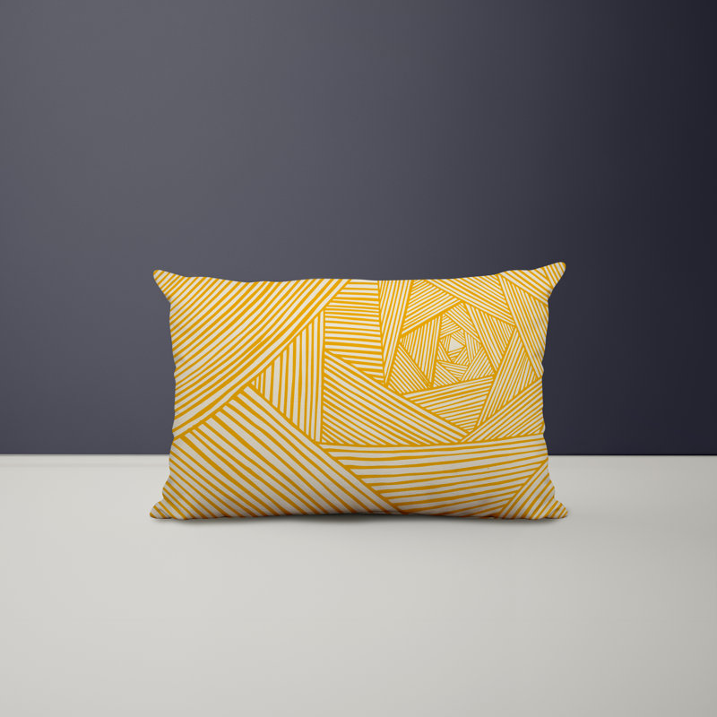Polyester / Mélange de polyester Housse de coussin rectangulaire intérieure / extérieure lombaire et insert, Jaune