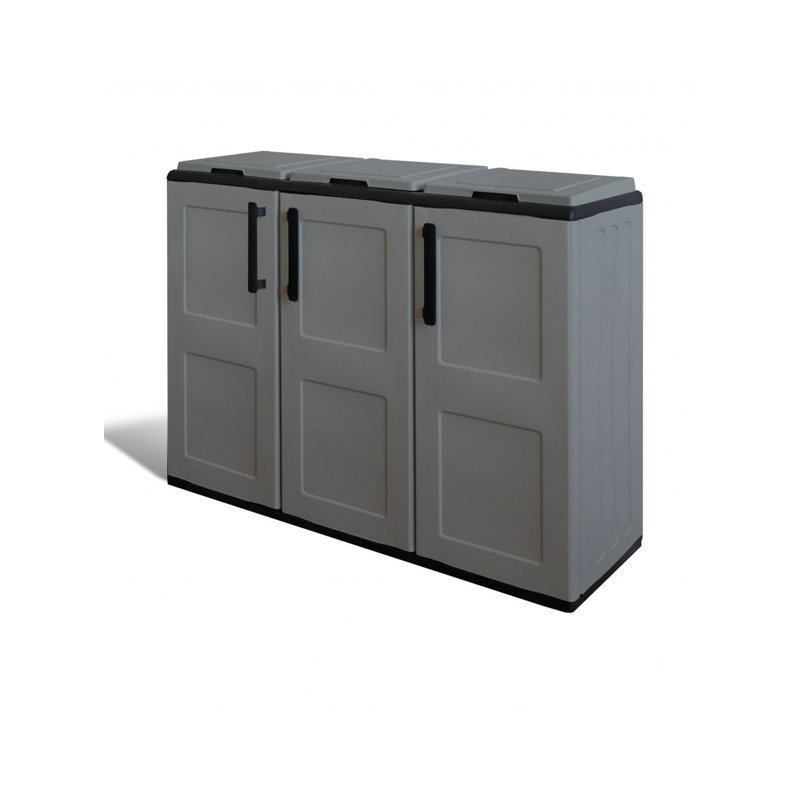 Indoor Or Outdoor Litter Cabinet, 3-Door Bag Holder, 100% Made In Italy, 102X37H90 Cm, Gray Color