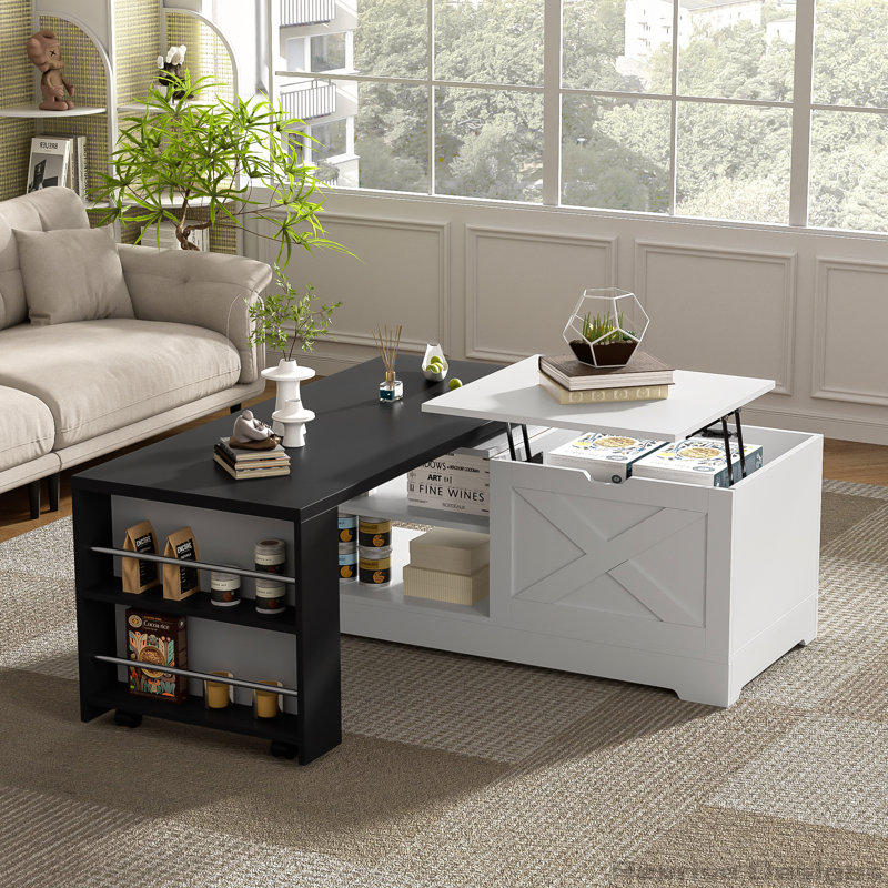 Table basse U-Can Farmhouse, Blanc et noir