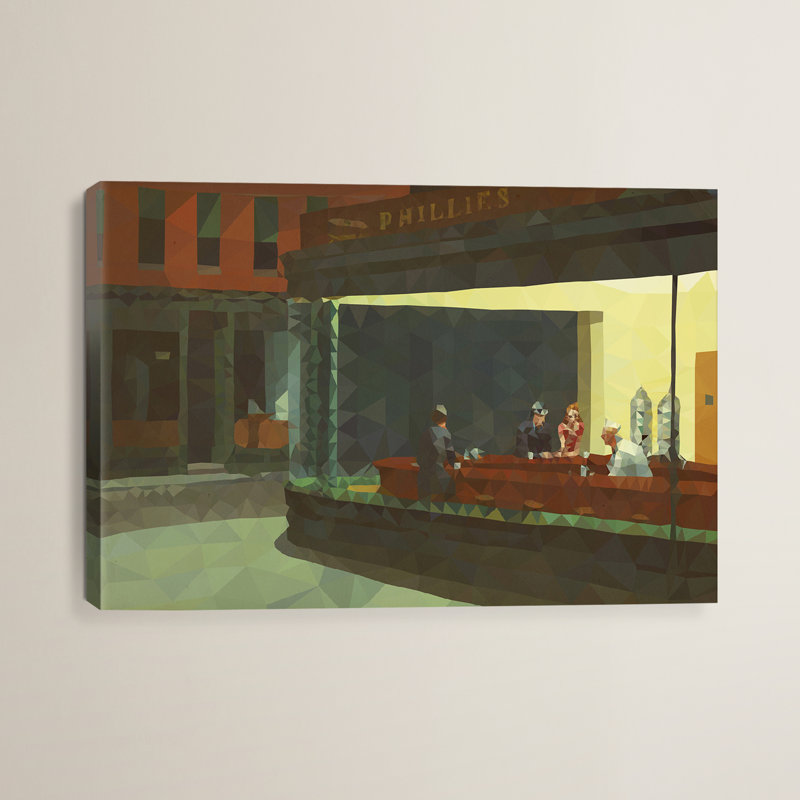 Nighthawks derezzed, reproduction d’art sur toile tendue, H 26 po x l 40 po x P 1,5 po