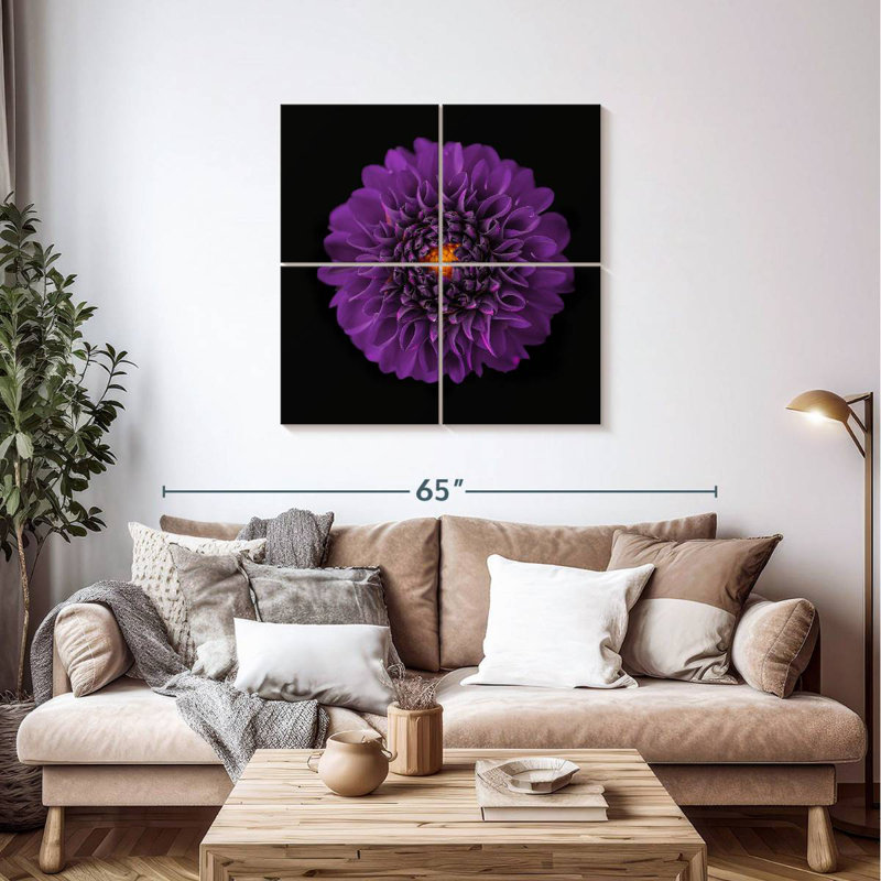 Fleur de dahlia mauve Harnek, H 38 po x l 38 po