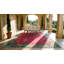 Cranberry Fuchsia Field And Teal Border Antique Art Deco Chinese Rug