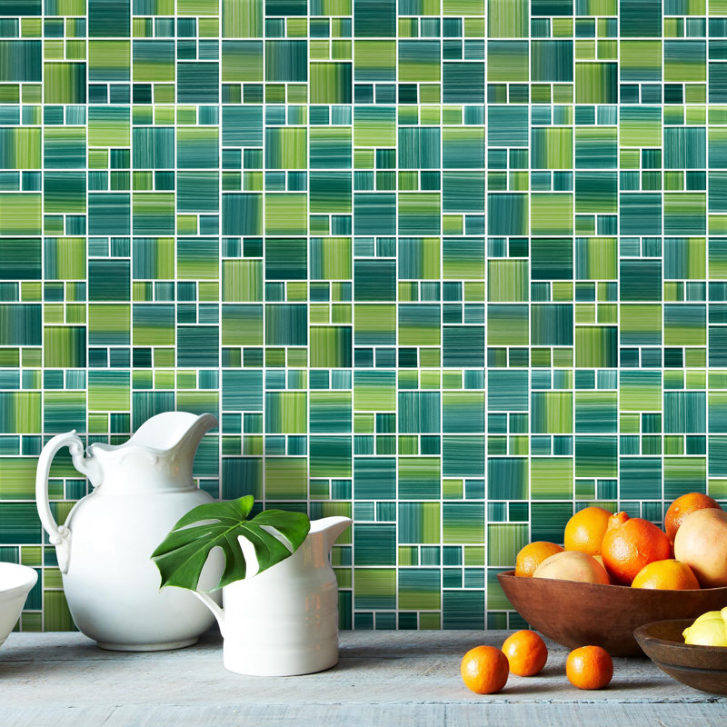 Carrelage mosaïque en verre pour piscine, Vert marais