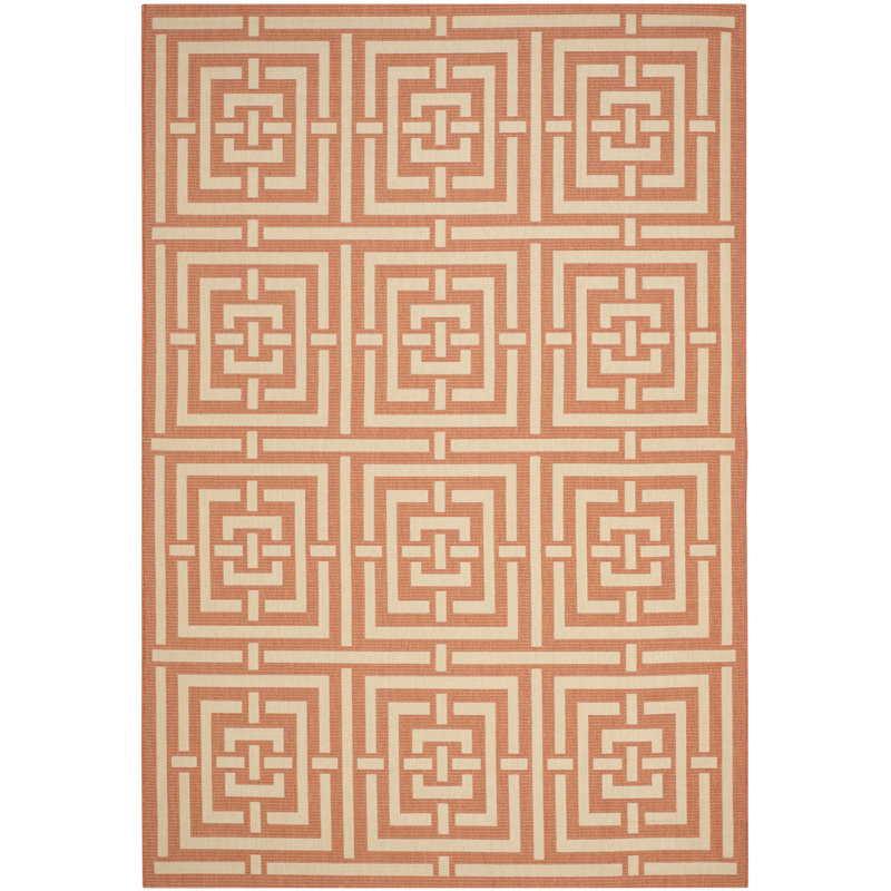Arneshia Geometric Terracotta/Cream Indoor/Outdoor Area Rug, Rectangle 2' x 3'7"