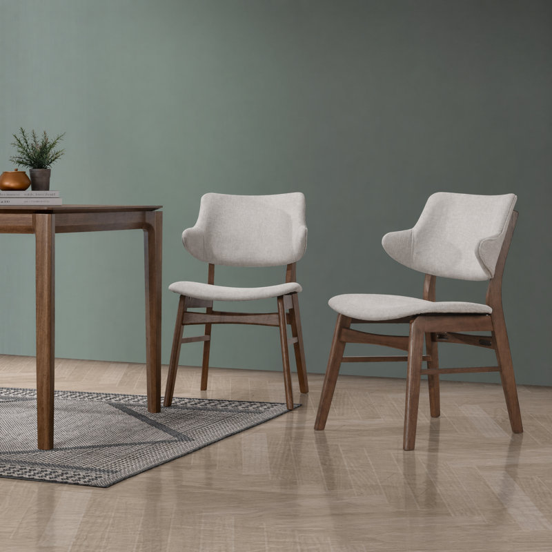 Capri Modern Upholstered Solid Wood Dining Chair (Set of 2), Brown