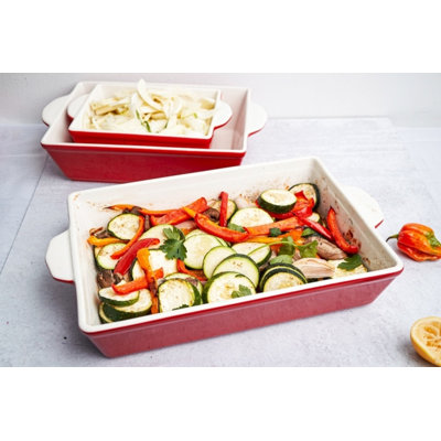 Kook Ceramic Bakeware Set, Casserole Dish For Cooking, Slate Grey