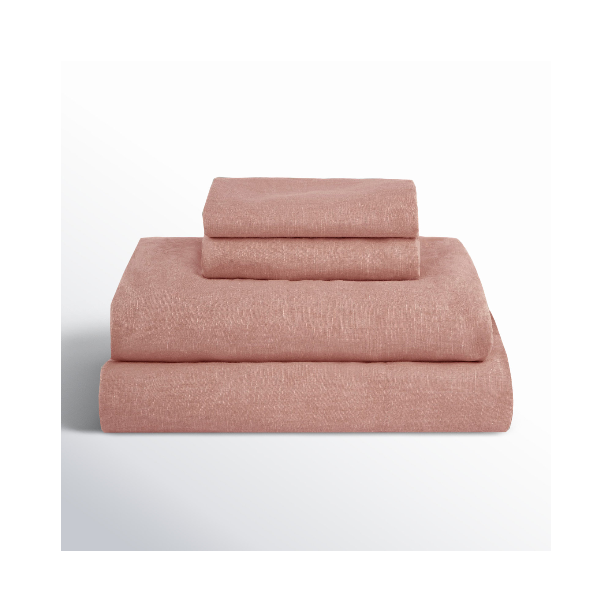 100% French Linen Sheet Set, Clay, Queen Sheet Set with 2 Pillowcases