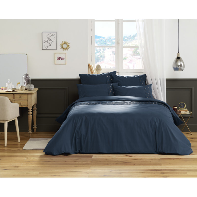 Buckhanon Cotton Solid Colour Duvet Cover, Blue, Super King Duvet Cover