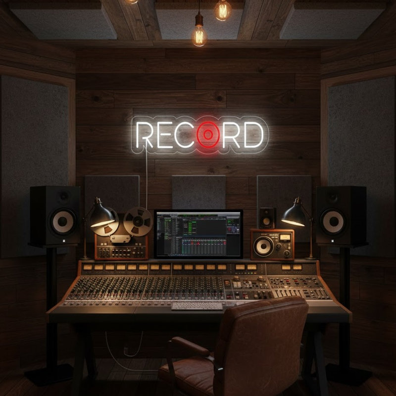  | Disque néon record | Fabriqué avec un tube néon incassable durable pour un éclairage lumineux et uniforme et une performance durable sur 50 000 heures | 6 x 24 pouces | Blanc et rouge