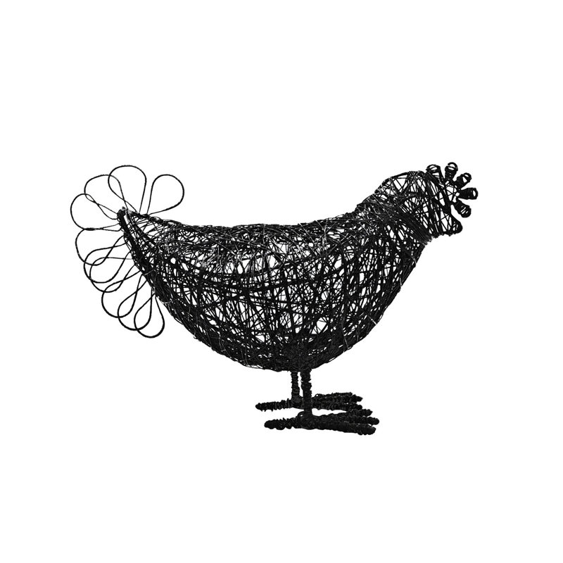 August Grove® Wire Hen Bird Figure Black Metal