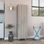 Armoire de nettoyage Nala, armoire à deux portes, quatre pieds, cinq tablettes - gris clair / blanc