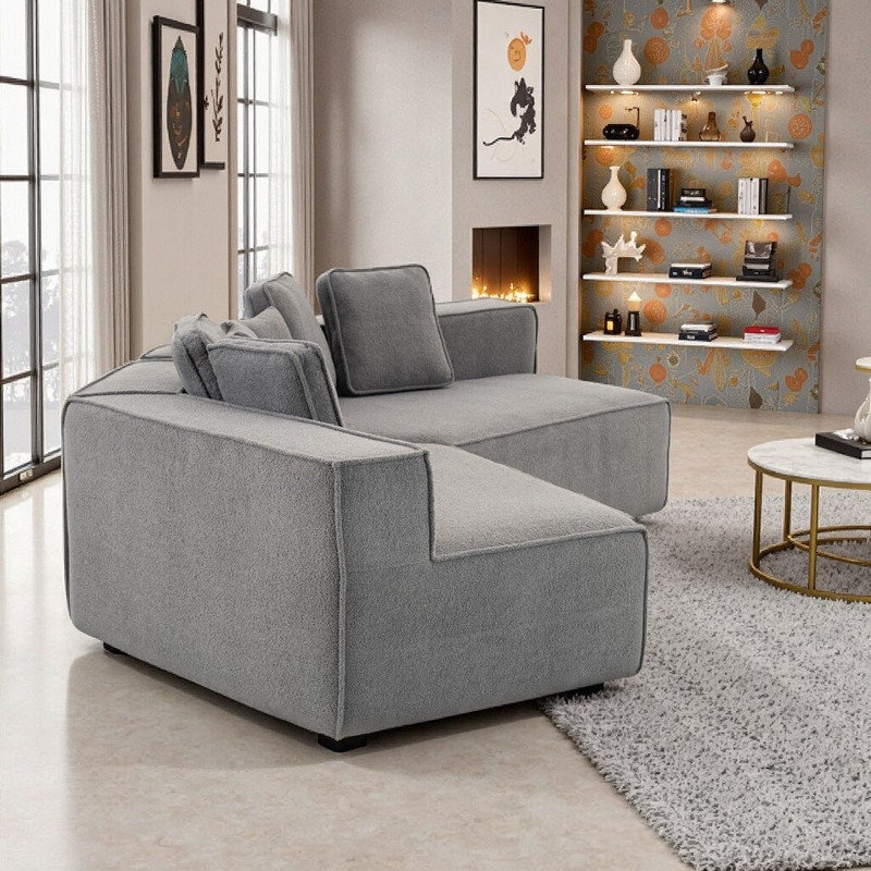 Canapé modulaire surdimensionné de 132 po, Tissu bleu / gris