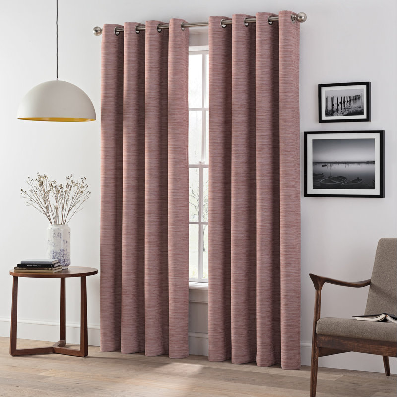Eclipse Wyckoff Blackout Thermaweave, Grommet Window Curtain Panel Pair, Spice, 52" x 84"