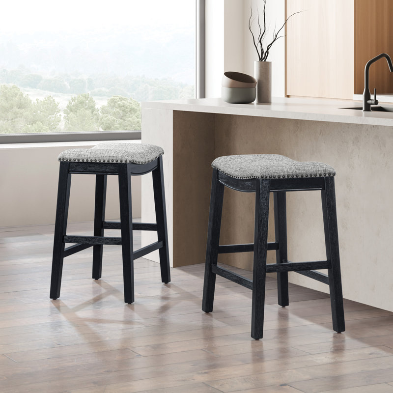 Tabouret de bar et de comptoir Clewiston, Graphite, Noir, Tabouret de comptoir (assise de 24,75 po de hauteu