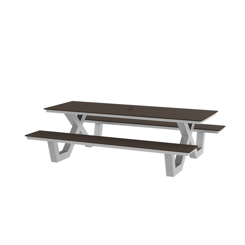 Table de pique-nique rectangulaire 10 personnes Vienna, Espresso, P 96 po x l 73 po x H 29 po
