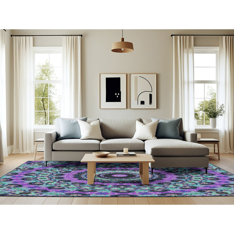 Tapis bleu/rose à tisser électrique, Rectangle 6 pi x 9 pi