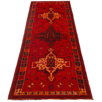 Zacary One-of-a-Kind 3'10" X 11'7" 1990s Runner Wool Area Rug Red