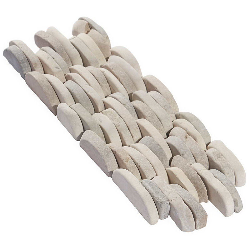 Nature Stacked Pram Gray Pebble Mosaic Tile, Lombok Blend