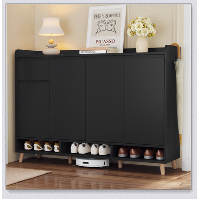 Sleek and Contemporary Shoe Cabinet with Adjustable Shelves, Minimalist Home Organizer