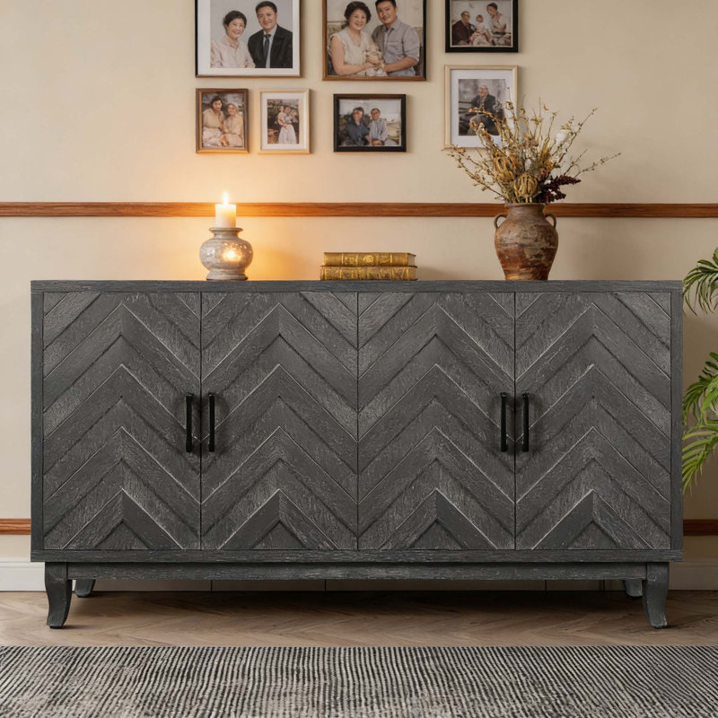 Armoire Buffet de style rétro Stronger, Gris foncé antique