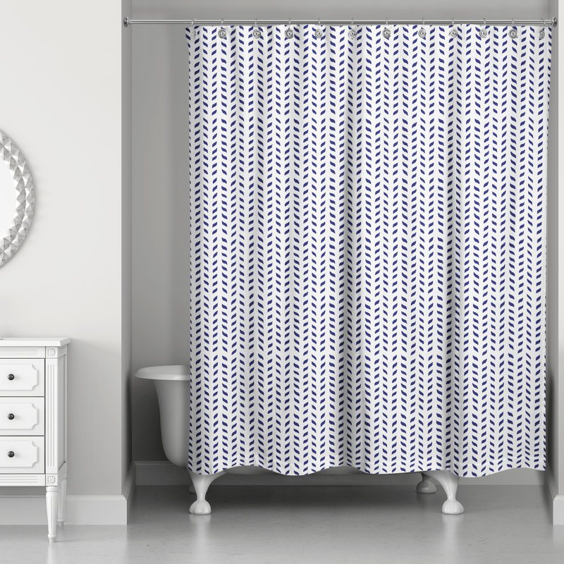 Hyrup Floral Single Shower Curtain, White/Navy
