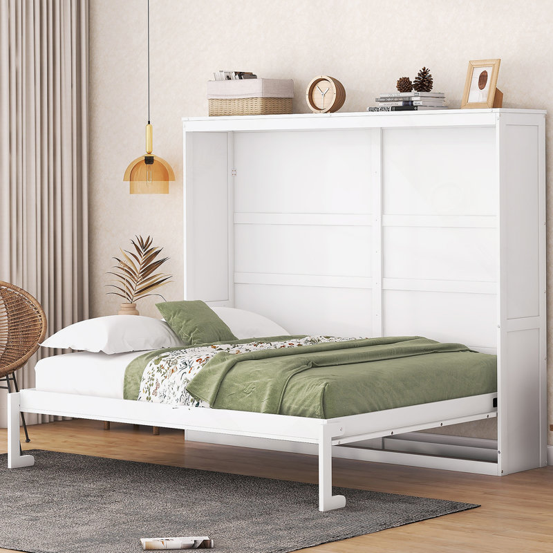 Queen Size Murphy Bed Wall Bed,White