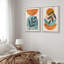 «Mid Century Shape Orange Green Pastel Polygon Abstract», reproduction d'art moderne sur toile encadrée 2 pièces-71660437-71660439