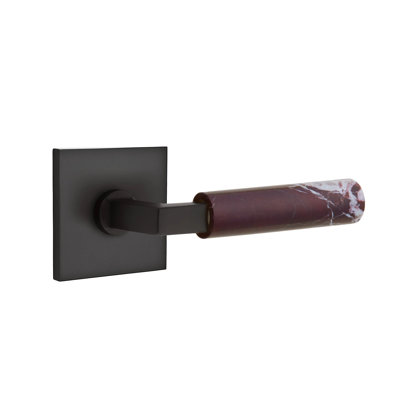 Mortaise intérieure Emtek Select Passage avec rosette carrée et tige carrée en L, marbre