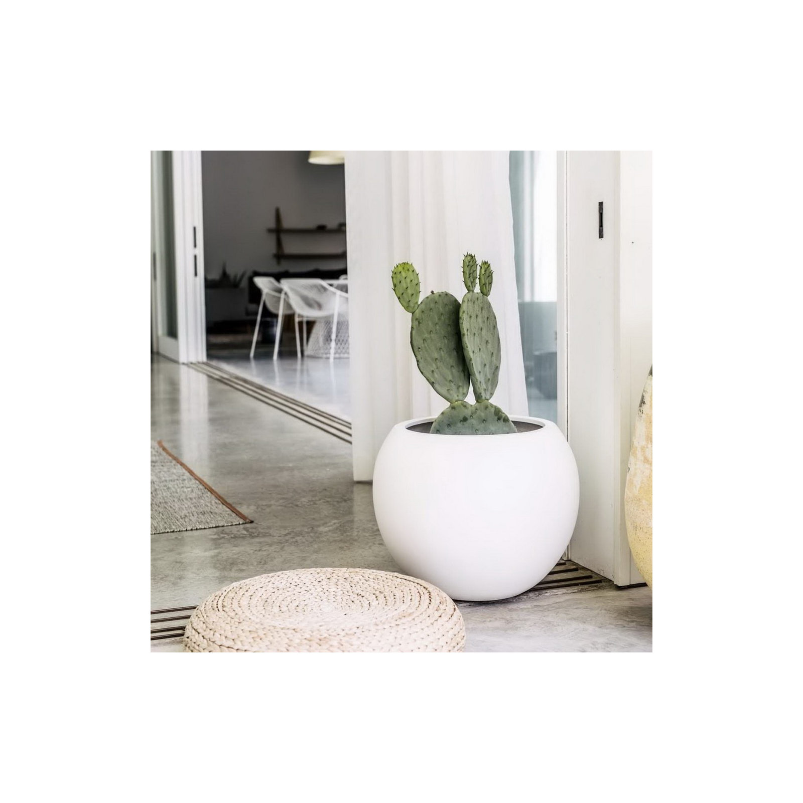 Dorlis Fiberstone Pot Planter, White, 10" H x 13" W x 13" D