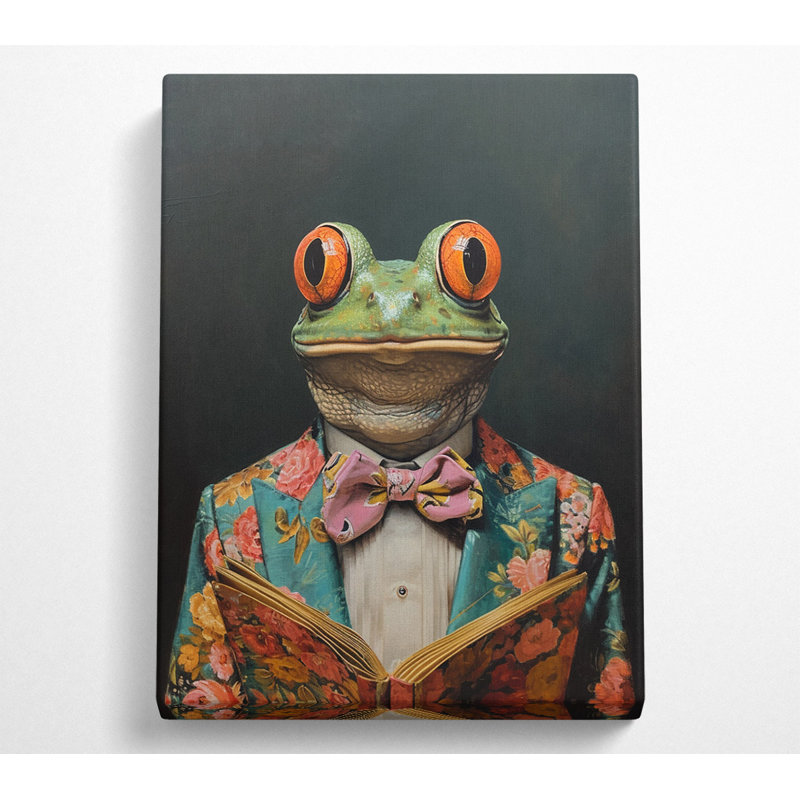Frog In A Suit Staring - No Frame Print on Canvas, 142.2cm H x 101.6cm W