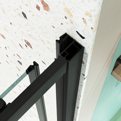 44 - 48"W X 72"H Shower Door Sliding, 1/4" Tempered Glass, Matted Black, Nano Easy Clean Glass&Protective Film, Stainless Steel Handle, Install Procedure, Magnetic Shut, Leak Prevention Concept