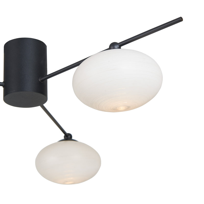 Rachata Glass Semi Flush Mount, Black