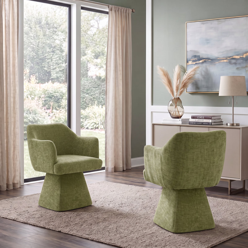Chaise pivotante en tonneau avec accoudoirs (ensemble de 2), Vert