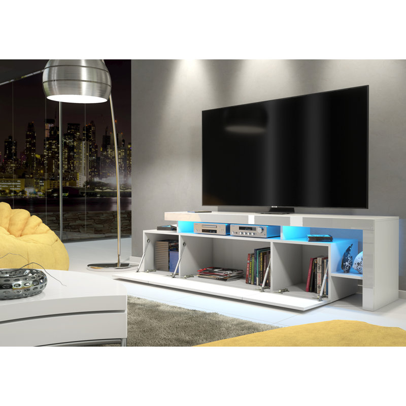 Millicent White TV Stand for TVs up to 75in with Blue LED Lights