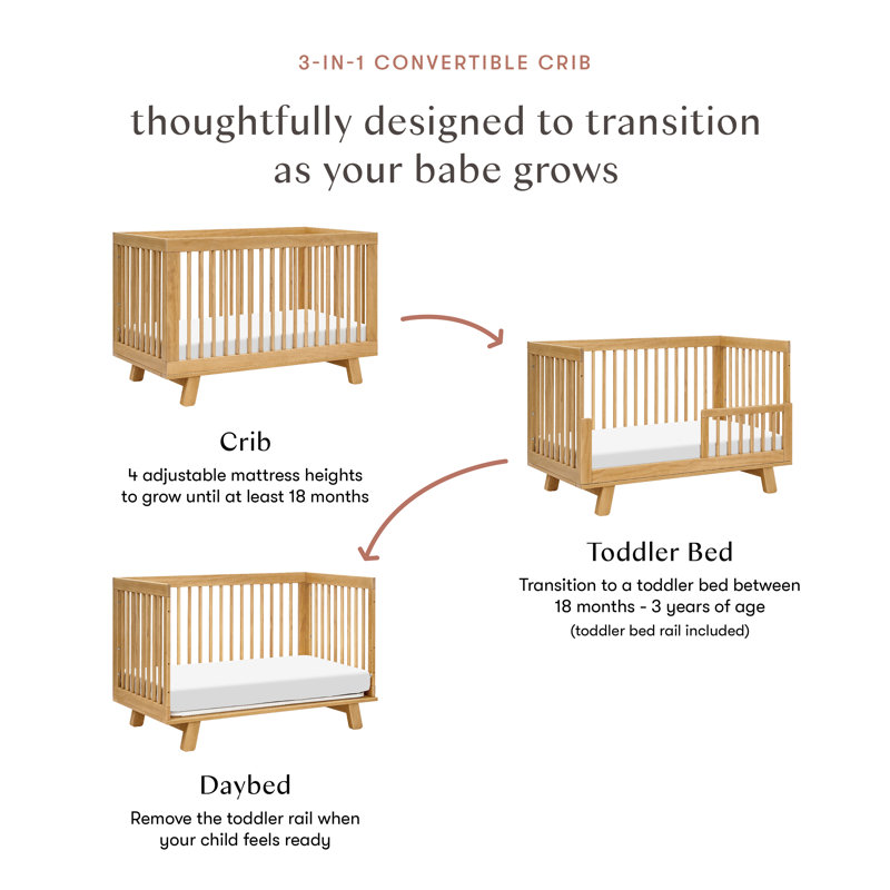 Hudson 3-in-1 Convertible Crib, Honey