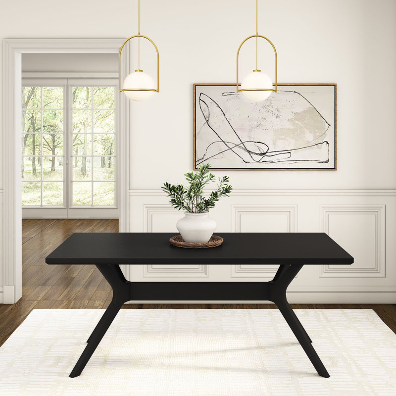 Table de salle à manger Muhsina, Noir, H 30 po x l 72 po x P 35,75 po
