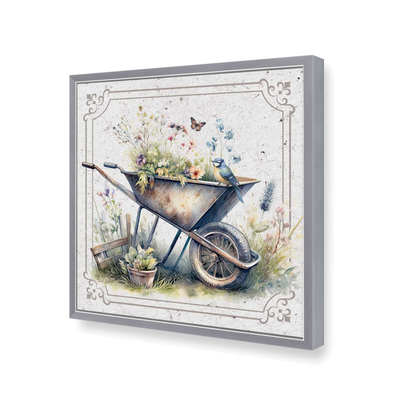 "Dans le jardin" par Nicole DeCamp, Argent, L 36 x H 36, Impression encadrée