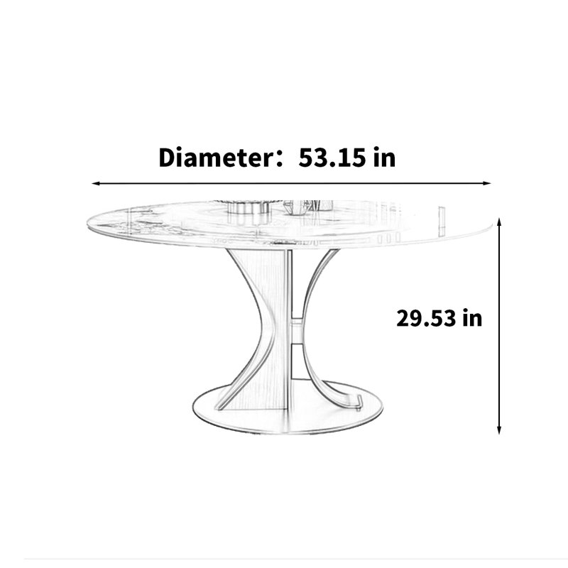 Table ronde simple et légère, H 29,53 po x L 53,15 po x l 59,06 po