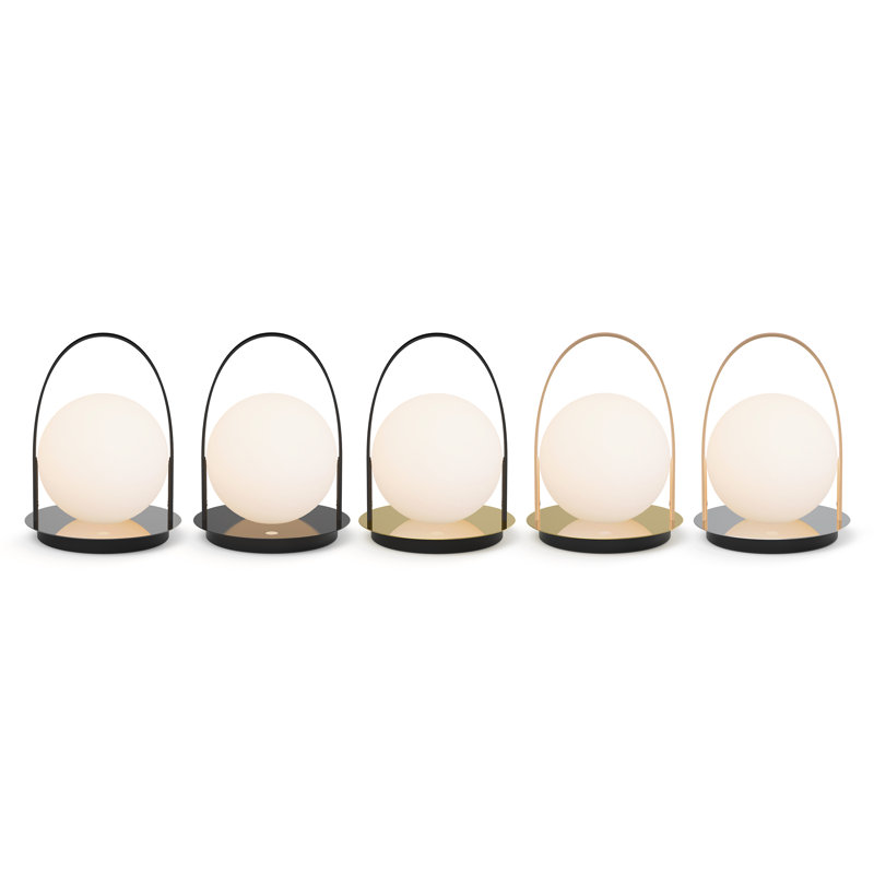 Bola Battery Powered Integrated LED Outdoor Lantern, Brass/Tan 
