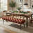 Lila Bench, Foam Seat, Tufted Rust Orange Fabric, Black Legs 47 Inch-129099808