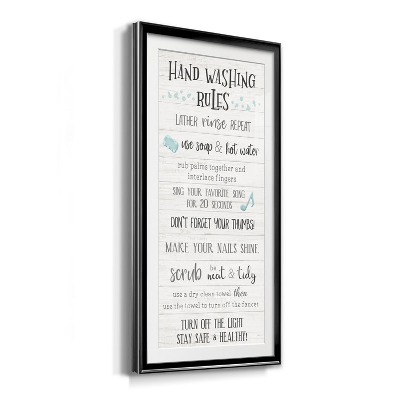 " Hand Washing Rules ", Black, 10.5" H x 18.5" W x 1.5" D