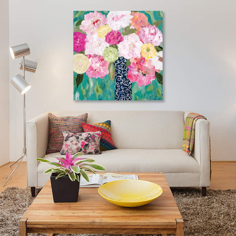 « botanique splash », impression sur toile, H 12 po x l 12 po x P 1,5 po, Toile tendue, Pas de tapis